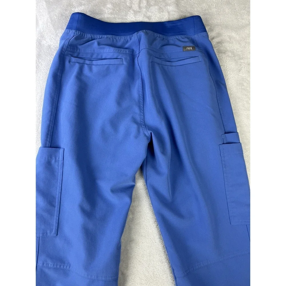 FIGS Axim Cargo Scrub Pants Men XS Blue Technical Collection Drawstring Medical